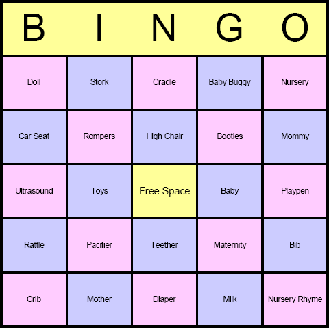 Cards  on Baby Shower Bingo   Giftypedia